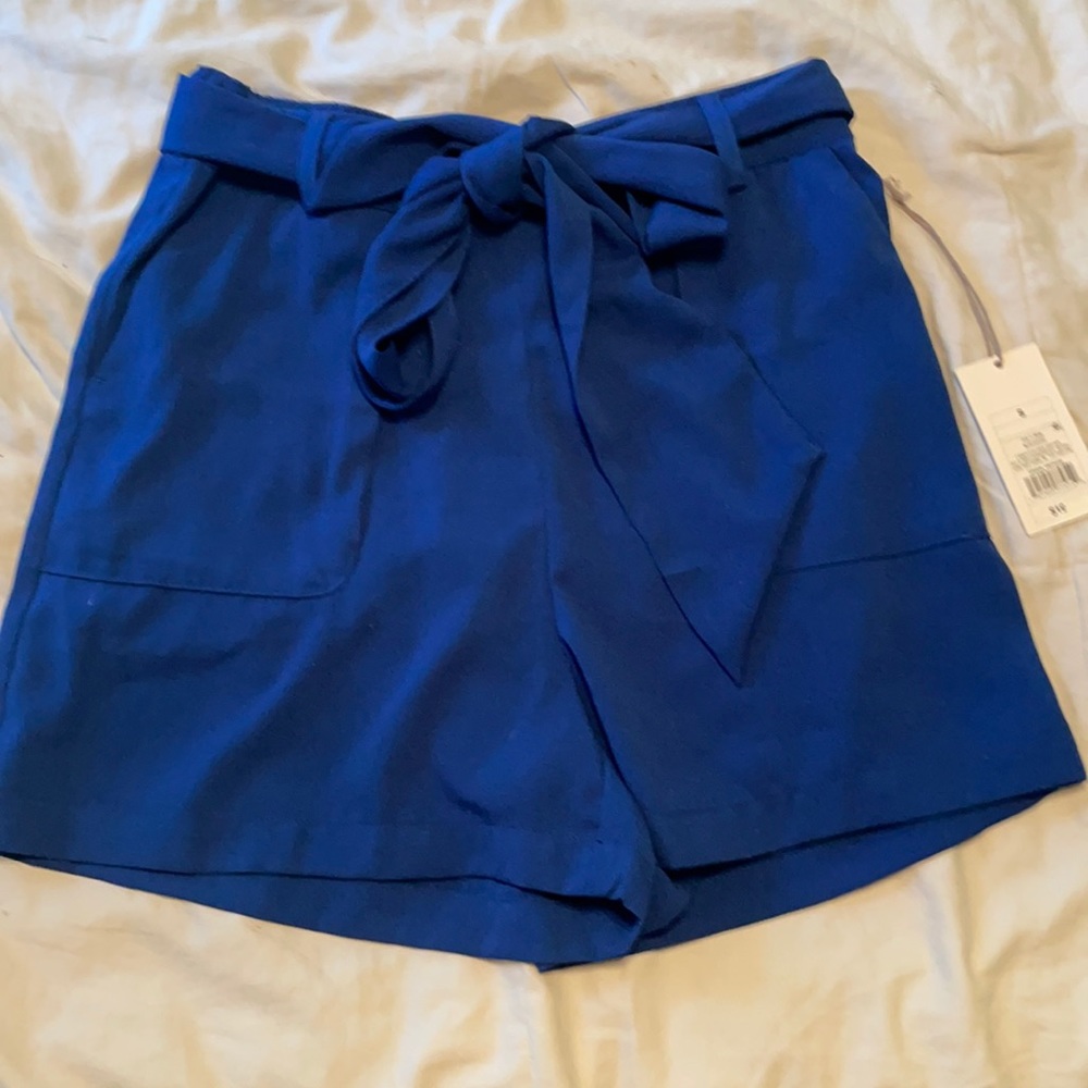 Navy Blue Paper Bag Shorts